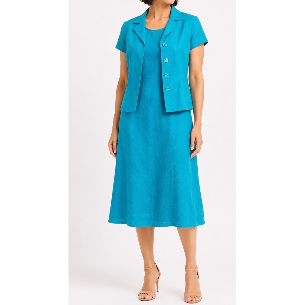 Jessica Howard Dress 2 Pc Set Womens 4 Petite Blue